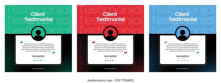 Creative Client testimonials square banner Black Background social media post. client feedback template.