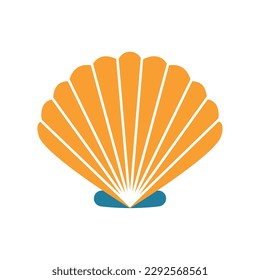 Creative clip art with shellfish. Cute cartoon of mollusk illustration in flat style. Simple minimal modern sticker for children clothes design, banner, card. Ocean kawaii animal, underwater life.