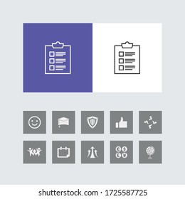Creative Clipboard Line Icon mit Bonus Icons. 