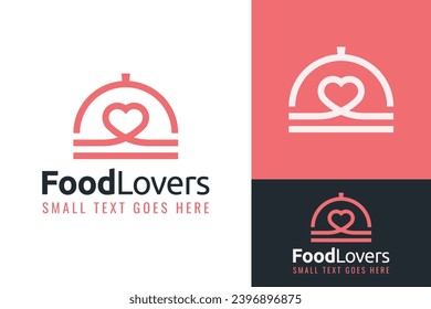 Creative Cloche Plate Love for Food Lovers Logo Design Branding Template