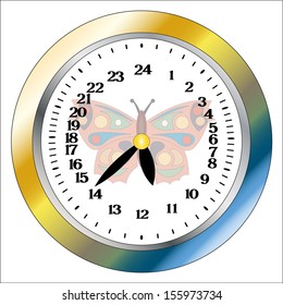 creative clock with butterfly and dial for 24 hours