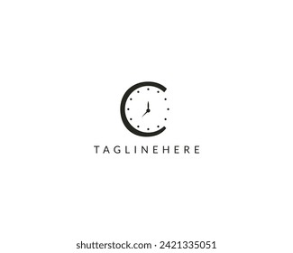 Creative Clock C Logo Icon Design.