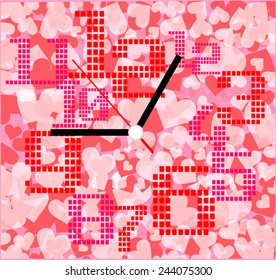 Creative clock heart design on background.