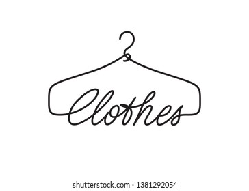 Creative Clothes logo design. Vector sign with lettering and hanger symbol