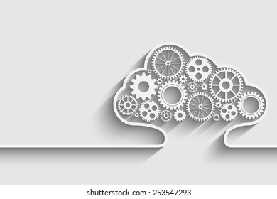 Creative cloud background with gears. Eps10 vector for your design