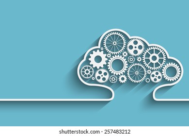 Creative cloud background with gears. Eps10 vector for your design