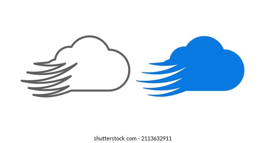 Creative cloud drawing with speed effect. Unique corporate logo with download cloud and wings. Speed ​​effect wings linear and colorful corporate brand identity. white background.