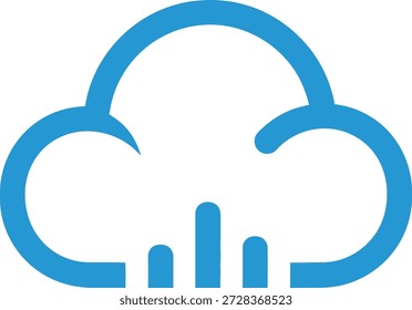Icono creativo de la nube que incorpora Elementos de gráficos de barras o ondas de sonido para servicios de transmisión de música y datos de audio