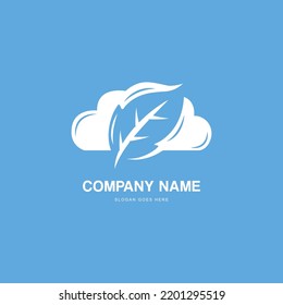 Creative Cloud And Leaf Negative Space Logo Design