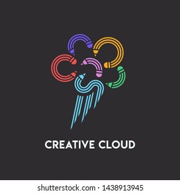 Creative cloud made of pencils. Brainstorm flat design icon.