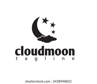 creative cloud moon and stars decorate logo design template