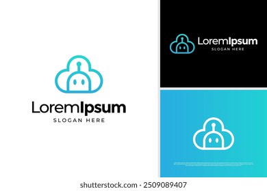 Creative cloud robot logo vector design template