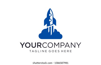 Creative cloud rocket logo design vector on white background