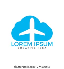 Creative cloud travel logo design. Plane and cloud icon design.