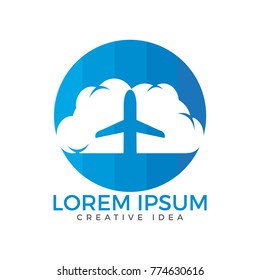 Creative cloud travel logo design. Plane and cloud icon design.