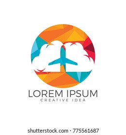 Creative cloud travel logo design. Plane and cloud icon design.