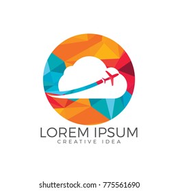 Creative cloud travel logo design. Plane and cloud icon design.