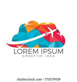 Creative cloud travel logo design. Plane and cloud icon design.