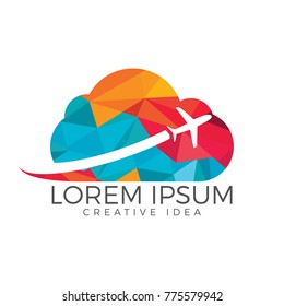 Creative cloud travel logo design. Plane and cloud icon design.