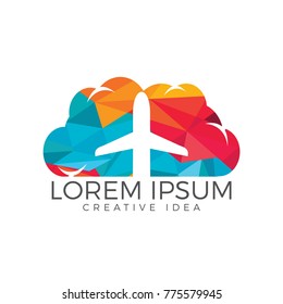 Creative cloud travel logo design. Plane and cloud icon design.