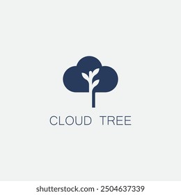 Vector creativo de diseño de logo de árbol de nube
