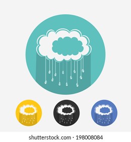 Creative clouds with hanging rain drops, Beautiful sticky design for Monsoon Season available in green, yellow, black and blue colors. 