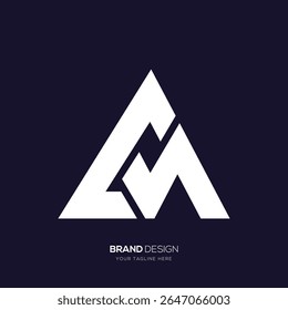 Creative CM MC triangle logo with modern abstract monogram for business branding and identity.