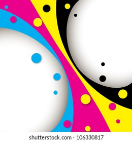 Creative CMYK abstract design with round shapes
