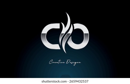 Creative CO Letter Flame Logo Bold Metallic Monogram with Fire Symbol for Premium Chrome Branding and Visual Identity
