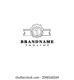 creative cockade with ribbon logo cartoon icon concept template black modern isolated vector illustration