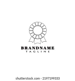 creative cockade with ribbon logo cartoon icon cute template black modern isolated vector illustration