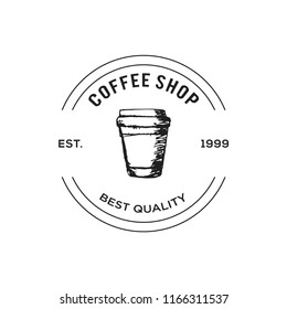 Creative Coffe Shop Concept Logo Design Template, Blaack and White, Badges