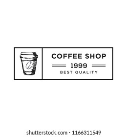 Creative Coffe Shop Concept Logo Design Template, Blaack and White, Badges