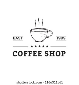 Creative Coffe Shop Concept Logo Design Template, Blaack and White, Badges