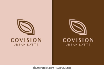 Creative Coffee Bean and Eye Vision Combination Simple Minimalist Logo Design.