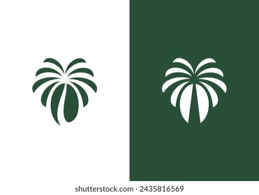 creative coffee bean with palm tree logo symbol design