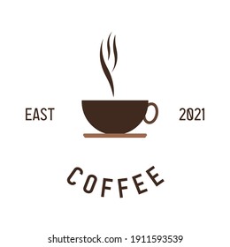Plantilla de diseño de logotipo de concepto de café creativo aislada en fondo blanco. Vista superior.