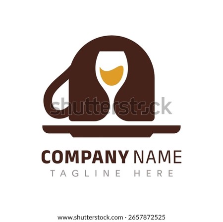 Creative coffee cup logo design featuring a wine glass silhouette for a stylish beverage company