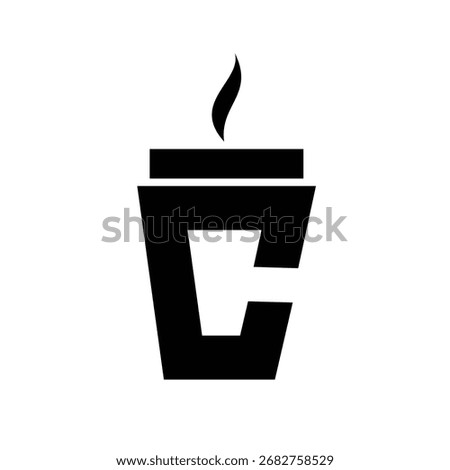 Creative coffee cup logo featuring steam rising. Modern design perfect for coffee brands, cafes, and related businesses.