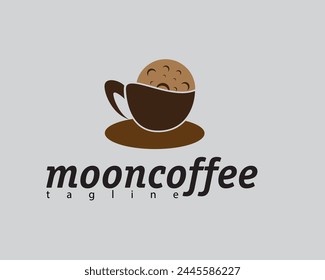 Plantilla de diseño de logotipo de taza de café creativo e ícono de luna