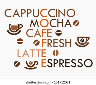 Creative coffee design - crossword. Vector illustration