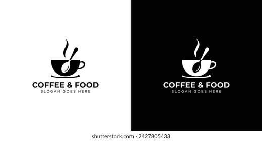 Creative Coffee Food Logo. Coffee, Morning Breakfast with Minimalist Style. Cafe and Restaurant Logo Icon Symbol Vector Design Template.