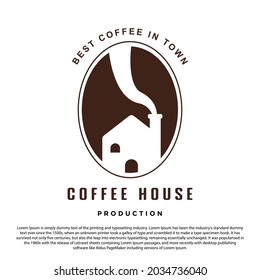 Creative coffee house logo design. Coffee bean and house perfect logo for your brand and business