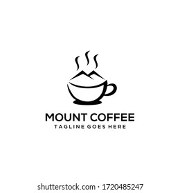 Creative Coffee logo design Vector sign illustration template with mountain in there.