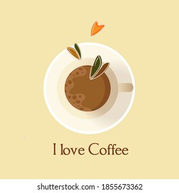 Creative coffee logo template. Natural abstract coffee cup with heart steam. Modern trendy vector illustration isolated on white background.