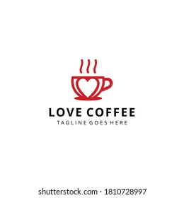 Creative coffee with love cup beauty modern minimalist  logo design Vector illustration