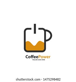 Creative Coffee Power Logo Template Design. Vector illustration