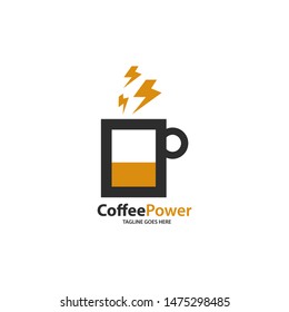 Creative Coffee Power Logo Template Design. Vector illustration