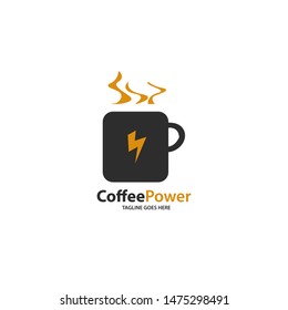 Creative Coffee Power Logo Template Design. Vector illustration