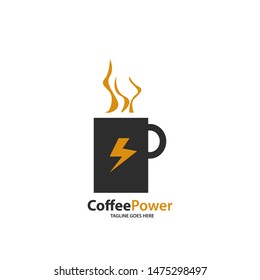 Creative Coffee Power Logo Template Design. Vector illustration